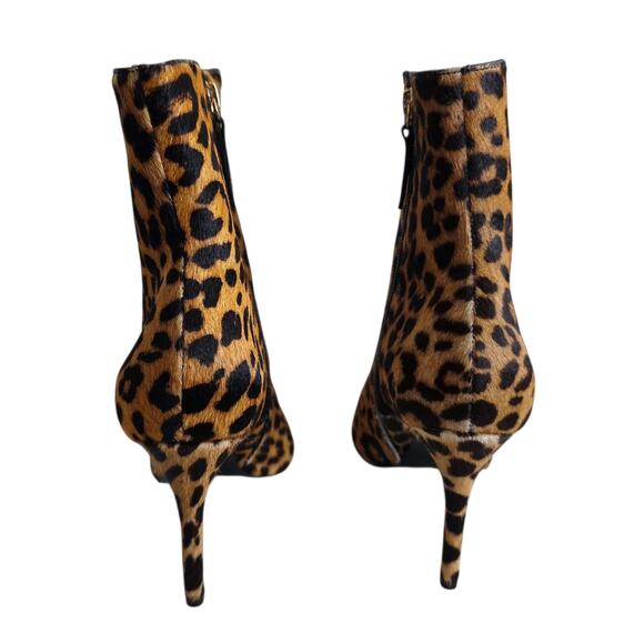 Schutz Mikki Casual Leopard Print Pointed Toe Genuine Calf Hair Bootie Size 9 - Picture 4 of 7